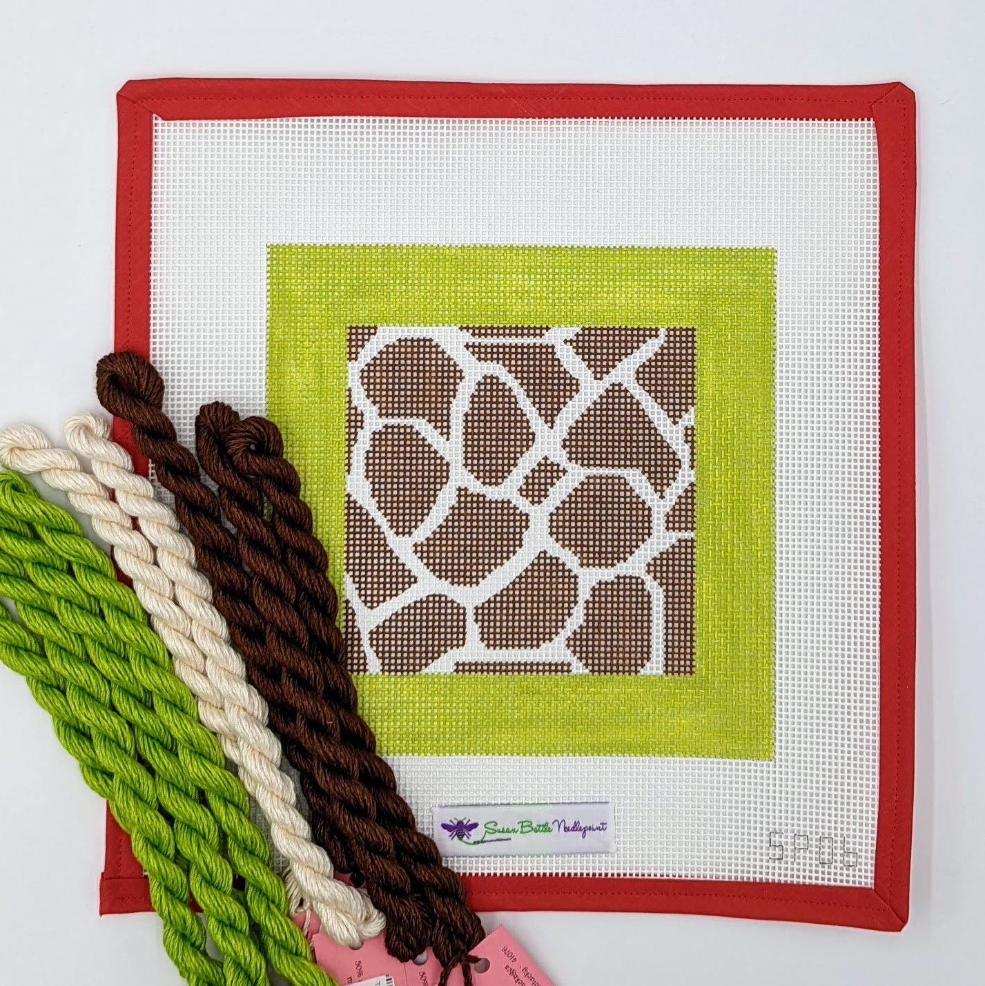 Giraffe with Lime Border (on 10 mesh) WITH FIBERS
