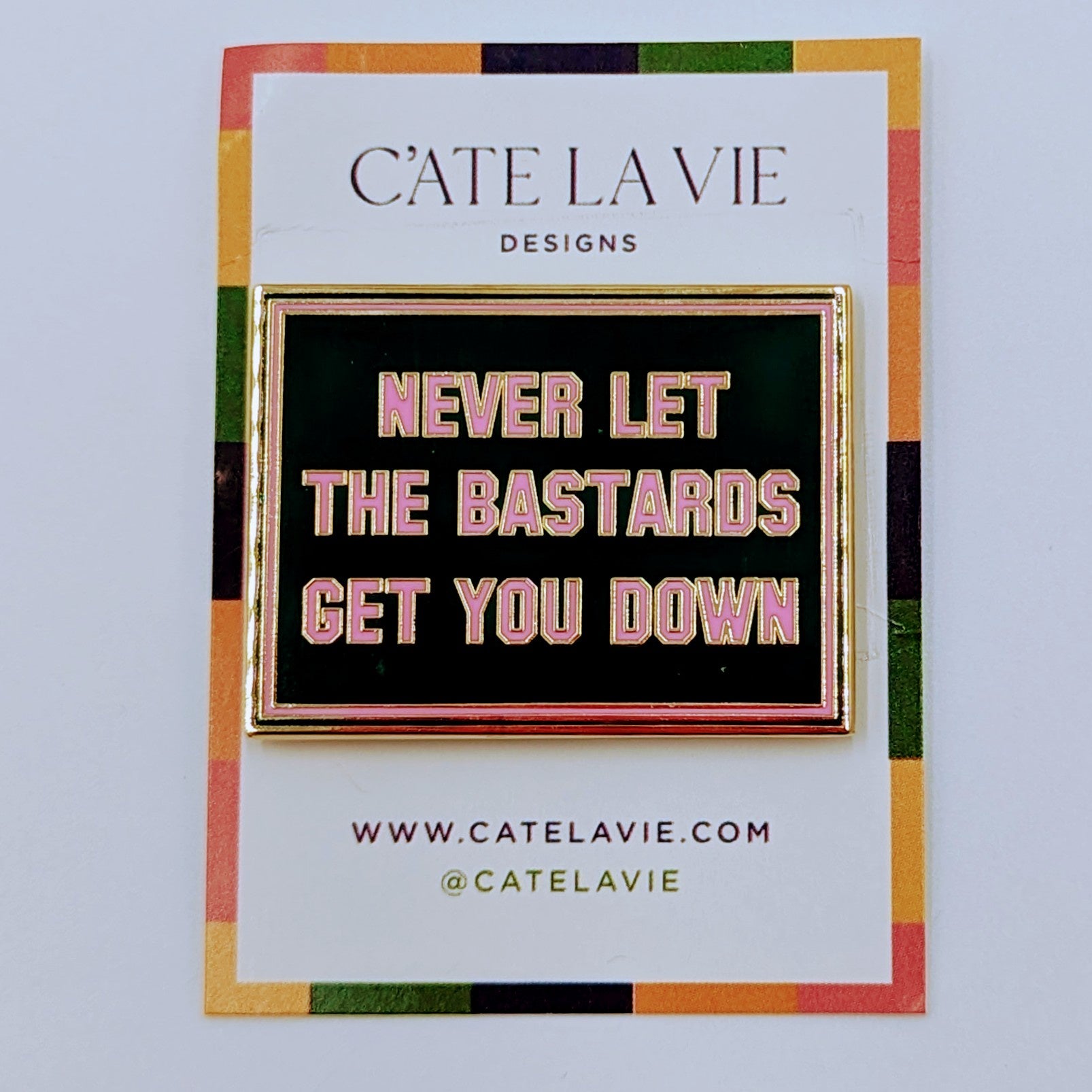 Never Let The Bastards Needle Minder Magnet (green/pink)