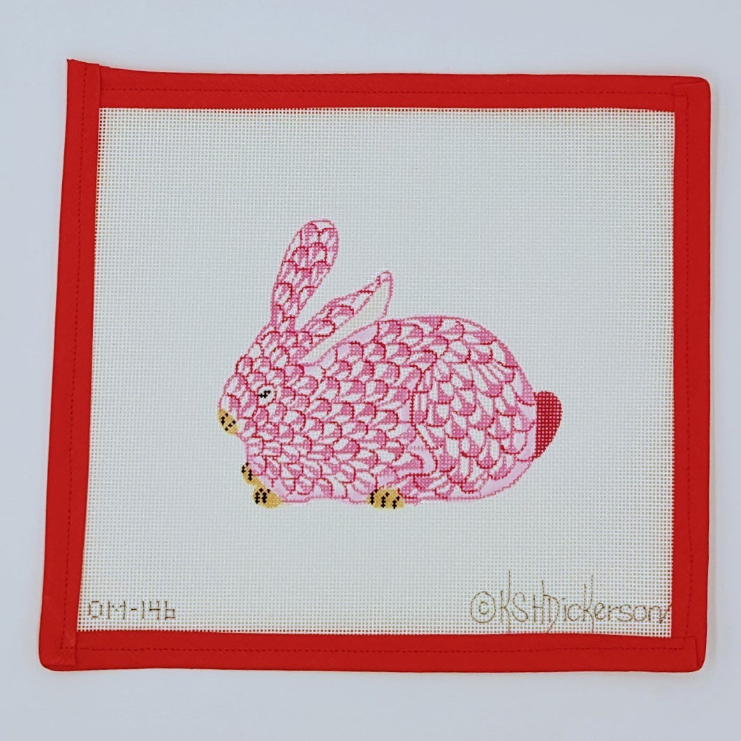 Herend Pink Crouching Bunny