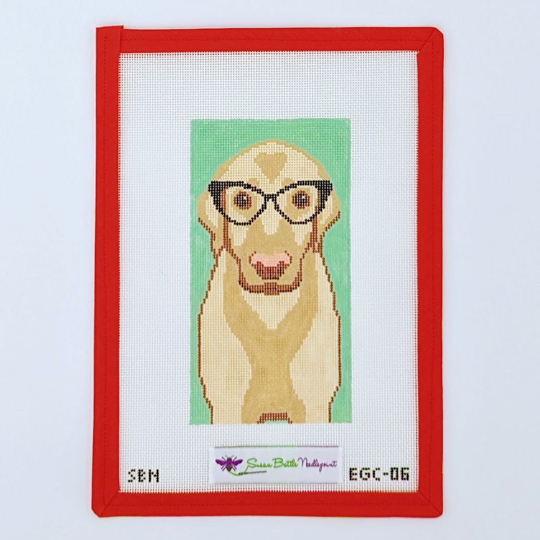 Yellow Lab w. Glasses Eyeglass Case