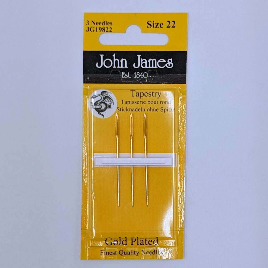 Size 22 Gold Plated Needles (pack of 3 needles)