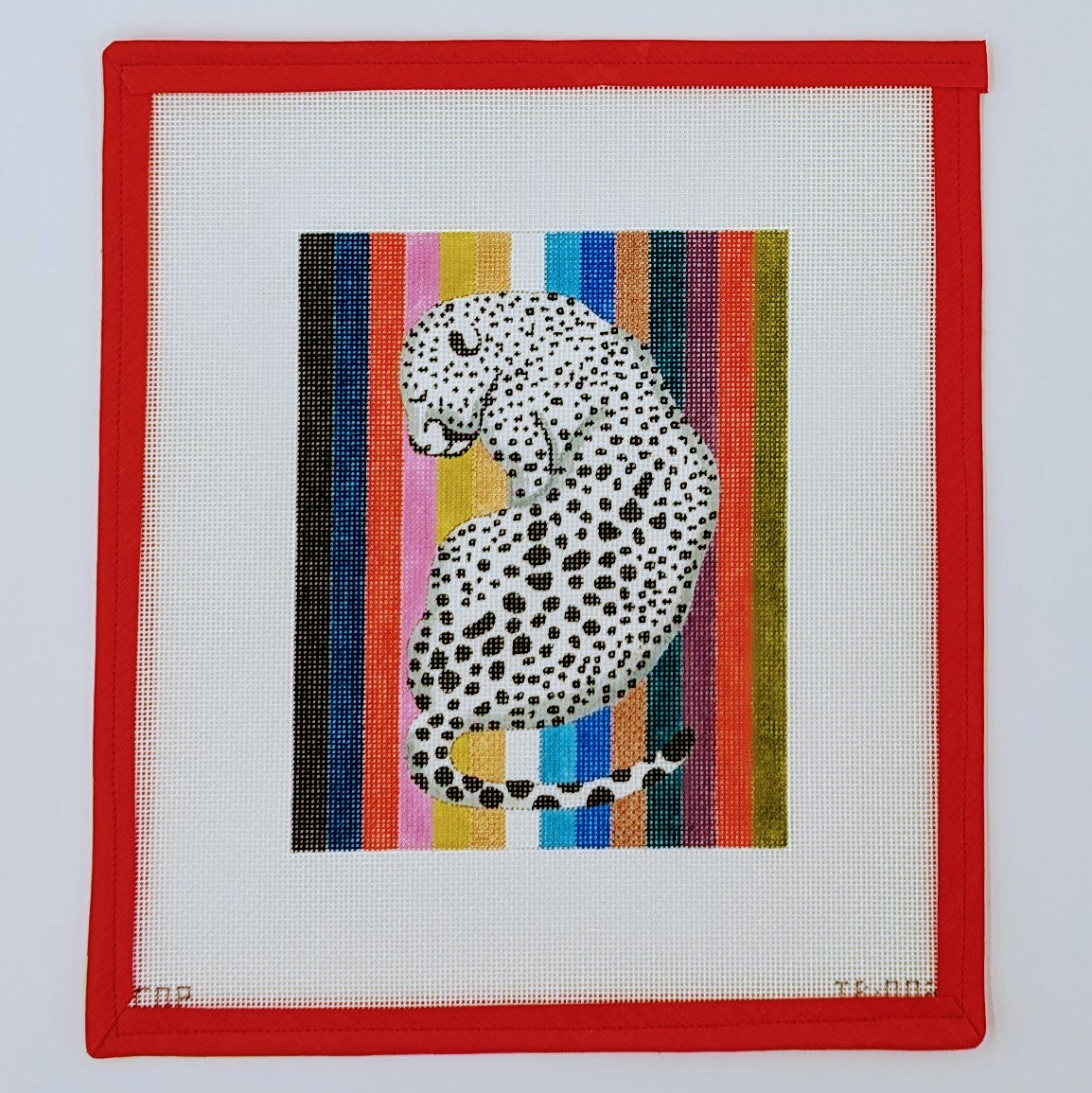Leopard on Colorful Stripes