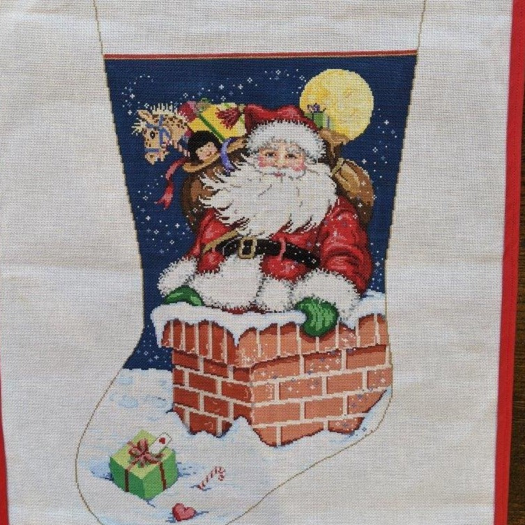 Santa Down the Chimney Stocking